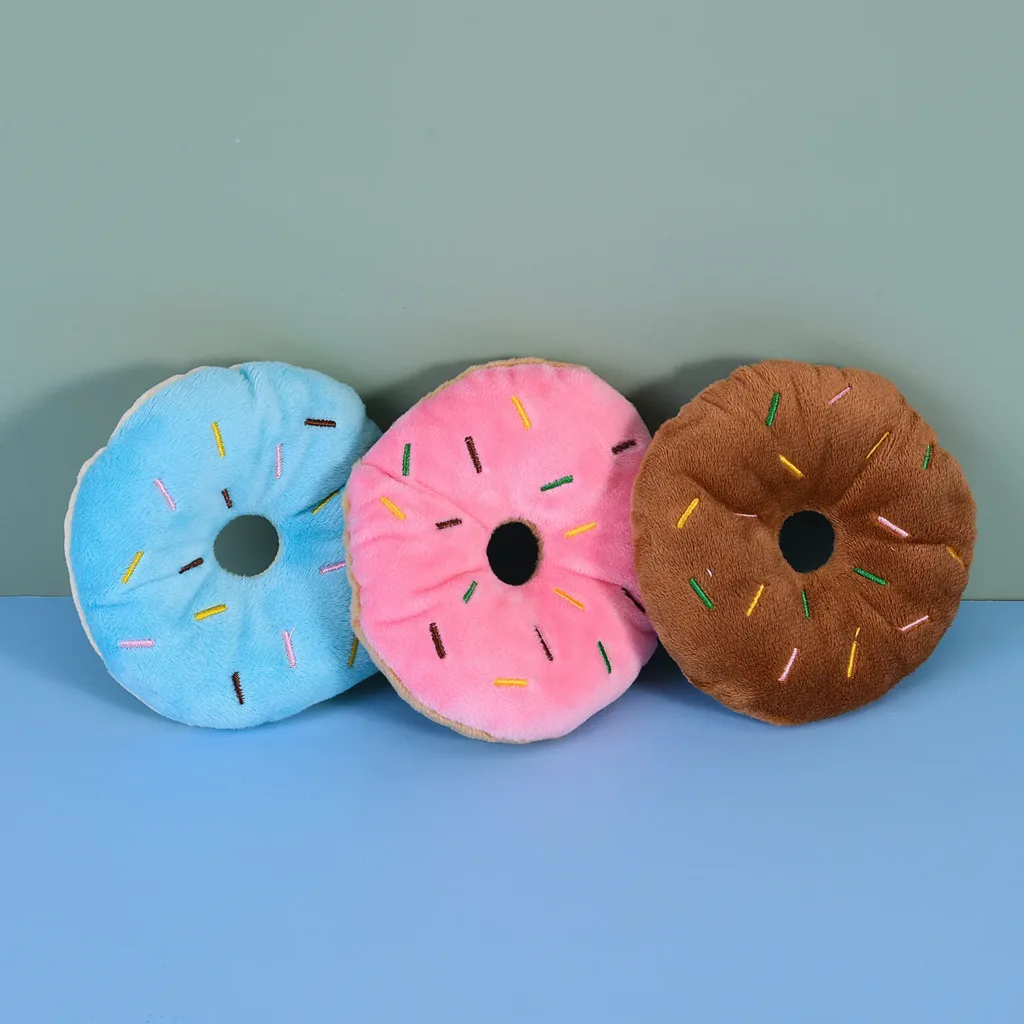 100PC/Lot Pet Dog Toys Plush Donuts Dog Sound Chew Toys Bite-resistant Interactive Pet Supplies