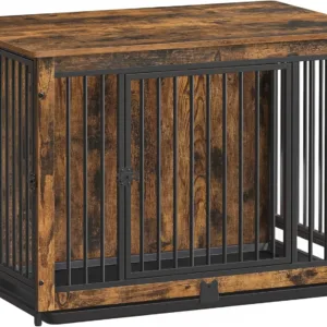 38 Inches Dog Kennel for Dogs up to 70 lb, with Removable Tray, Heavy-Duty Dog Cage End Table, Double Doors Dog House,UPFC013X01